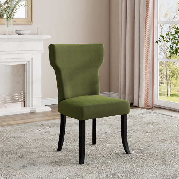 English Elm Sarita Boucle Dining Chairs Button Tufted Notched Back Espresso Legs Set of 2 B127P495083