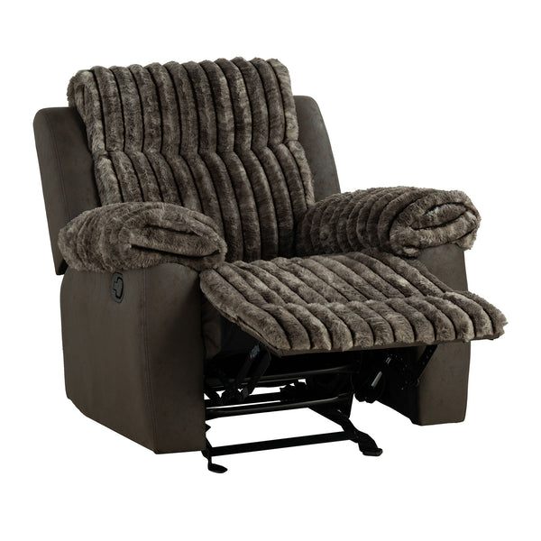English Elm Transitional Glider Recliner with No-Gap Footrest, Plush Pillow Arms and Attached Back Cushion for Comfort Brown 30 L x 35 W x 26 H B2741P395238