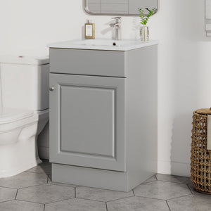 English Elm [video] 20 Inch Freestanding Bathroom Vanity with Ceramic Sink Soft Close Cabinet Gray N759P237946E
