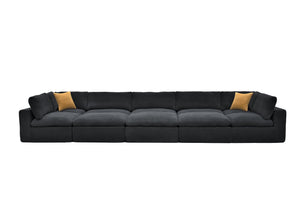 English Elm Coffee Bean Textured Modular Sectional Sofa with Toss Pillows for Modern Living Rooms Dark Gray B2748S00087