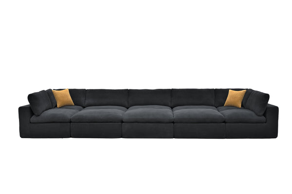 English Elm Coffee Bean Textured Modular Sectional Sofa with Toss Pillows for Modern Living Rooms Dark Gray B2748S00087