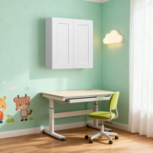 English Elm White Solid Wood Double Door Wall Cabinet With Adjustable Shelves For Stylish Storage Solutions T2950P366461-GIGA