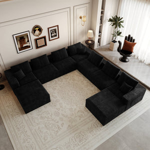 English Elm 141.73*141.73"modular Sectional Sofa 9 Piece Plush Corduroy Living Room Corner Couch W3819S00146