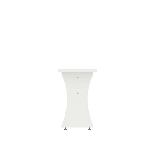 English Elm Coney Dining Bench with Curved Silhouette and 550 lb Capacity, Sleek MDF Frame for Modern Homes White B365P398210