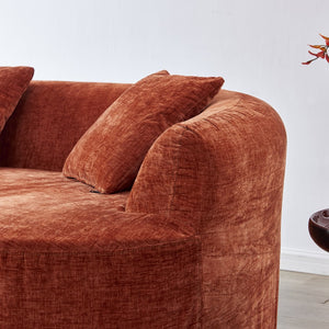 English Elm 111" L Shaped Cloud Sofa Plush Chenille Upholstered High Density Foam Apartment Living Room Orange W1669S00054