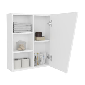 English Elm FM Pinedale Medicine Cabinet with Mirrored Door and Open Shelves, Wall-Mounted Scratch-Resistant Storage White 28.35 L x 22.05 W x 4.72 H B128P301385
