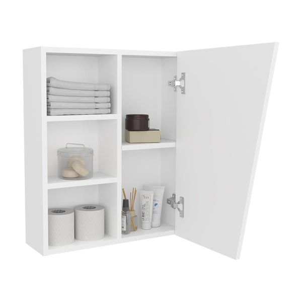 English Elm FM Pinedale Medicine Cabinet with Mirrored Door and Open Shelves, Wall-Mounted Scratch-Resistant Storage White 28.35 L x 22.05 W x 4.72 H B128P301385
