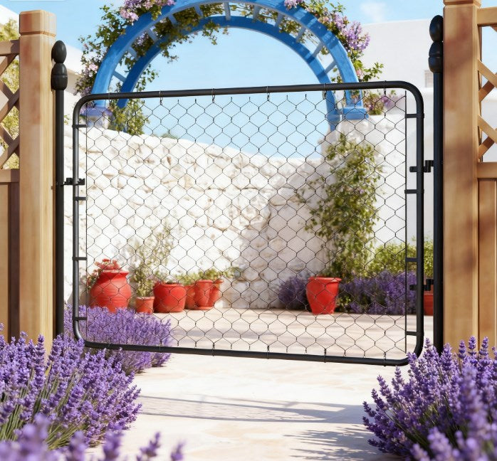English Elm Galvanized Steel Chain Link Garden Gate Powder Coated Adjustable Yard Fence Entry T3971P421236
