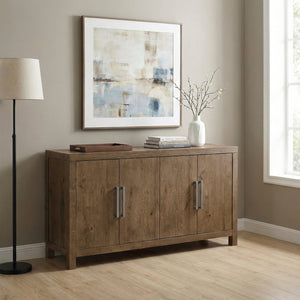 English Elm Rustic French Oak Veneer Sideboard with Adjustable Shelves for Dining Room Storage B011P467628