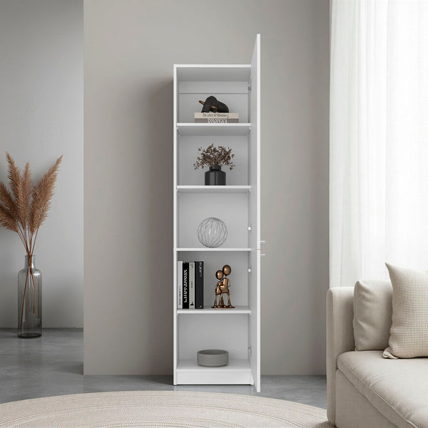 English Elm Sunflower Tall White Bookcase with Open Shelves and Enclosed Cabinet for Home Office B092P474492
