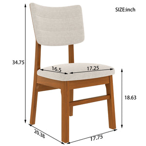 English Elm Upholstered Dining Chairs Set of 4 Ergonomic Mid-Century Modern Fabric Seats with Rubberwood Frame & Non-Slip Feet Beige,Brown N752P346006A