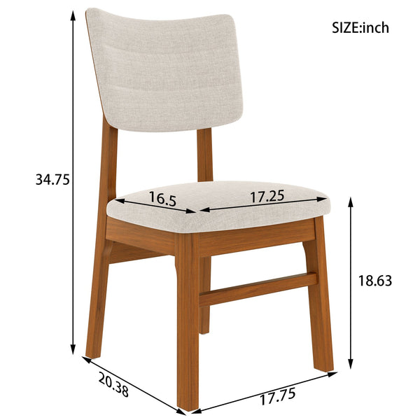English Elm Upholstered Dining Chairs Set of 4 Ergonomic Mid-Century Modern Fabric Seats with Rubberwood Frame & Non-Slip Feet Beige,Brown N752P346006A