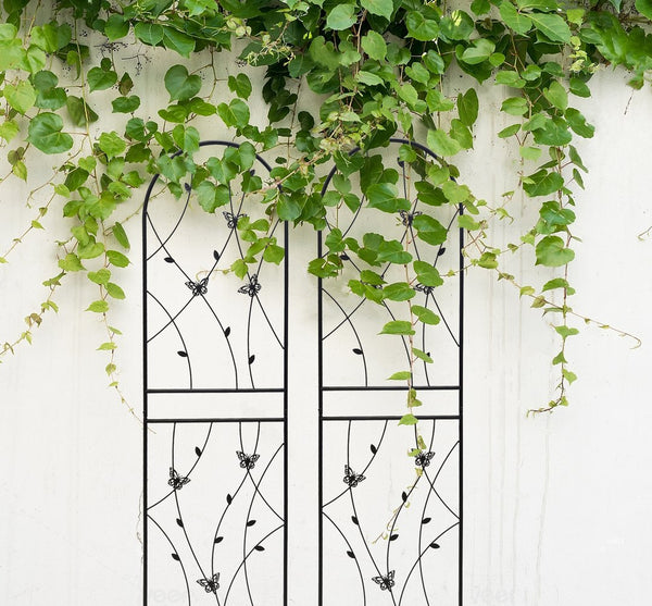 English Elm 4 Pack Powder-coated Metal Garden Trellis Panels Rustproof Climbing Plant Support Outdoor W1586P268059