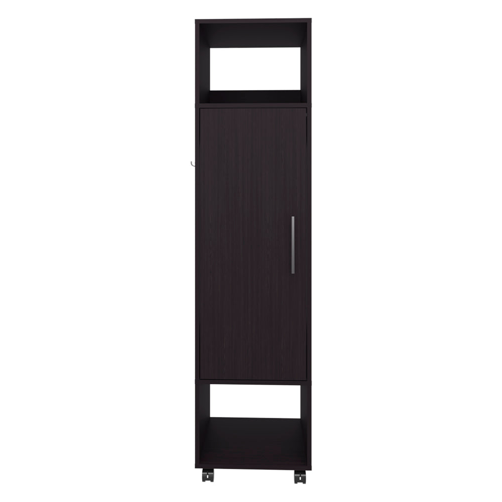 English Elm Wardrobe Boston Black - Space-Saving Engineered Wood Closet with Mirror, Rod & Two Deep Shelves B092P225204