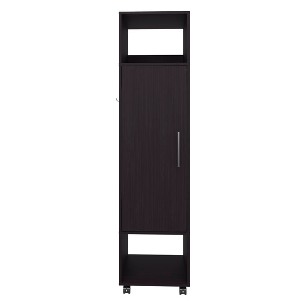 English Elm Wardrobe Boston Black - Space-Saving Engineered Wood Closet with Mirror, Rod & Two Deep Shelves B092P225204