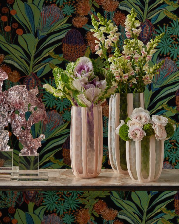 Currey & Company Merletto Glass Vase Set Of 3 - Exquisite Mouth-blown Pastel Design With Stunning Layered Effect Pink Glass 1200-1031-currey-company