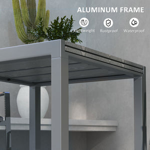 English Elm Outsunny Extendable Outdoor Dining Table - 41" To 83" Aluminum Frame & Stylish Wood-Effect Top W2225P200709-GIGA
