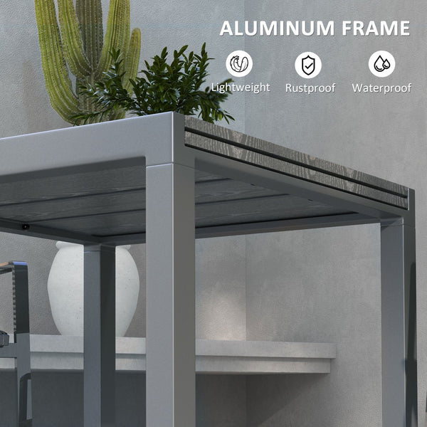 English Elm Outsunny Extendable Outdoor Dining Table - 41" To 83" Aluminum Frame & Stylish Wood-Effect Top W2225P200709-GIGA
