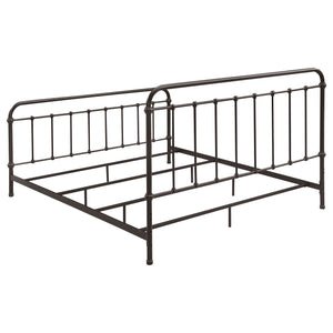 English Elm Olaleye Dark Bronze Metal Spindle Eastern King Bed Frame – Vintage Charm & Durable Design For Your Bedroom B062P353450