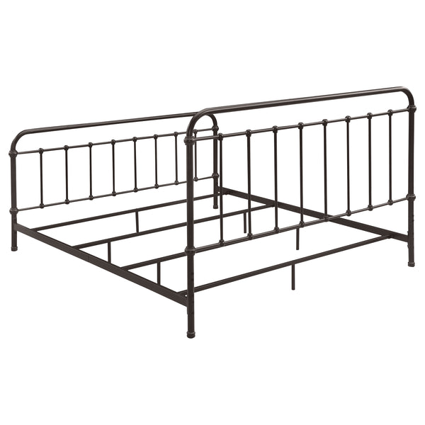 English Elm Olaleye Dark Bronze Metal Spindle Eastern King Bed Frame – Vintage Charm & Durable Design For Your Bedroom B062P353450