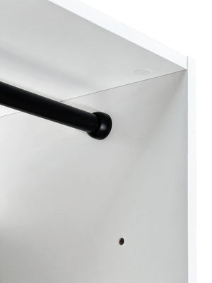 English Elm Prosper 32" White Wood Walk-In Closet Organizer with Two Rods, Freestanding Melamine Oak Finish Durable B040P407428