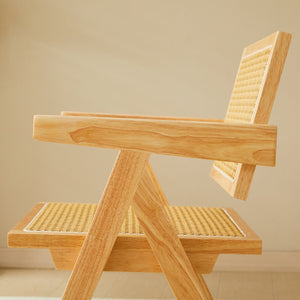 English Elm 2 Dining Chairs - Elegant Rubberwood With Hand-Woven Rattan, Versatile For Dining & Living Spaces W2720P237603