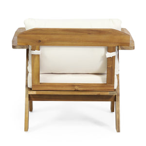 English Elm Christopher Knight Home® - Outdoor Acacia Wood Club Chairs Set of 2 with Water-Resistant Beige Cushions, Teak Finish, Durable Relaxation 30" 70856.00BGE