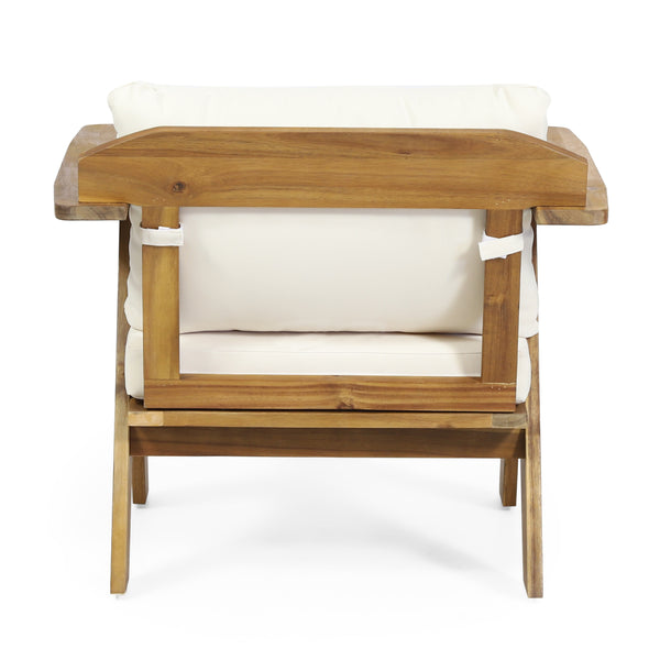 English Elm Christopher Knight Home® - Outdoor Acacia Wood Club Chairs Set of 2 with Water-Resistant Beige Cushions, Teak Finish, Durable Relaxation 30" 70856.00BGE