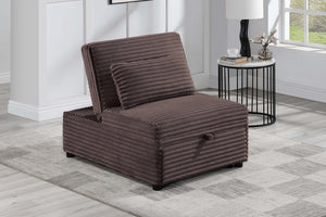 English Elm Contemporary Chocolate Convertible Sleeper Sofa Chair - Corduroy Plush Pull-Out Bed with Pillow B011P381503