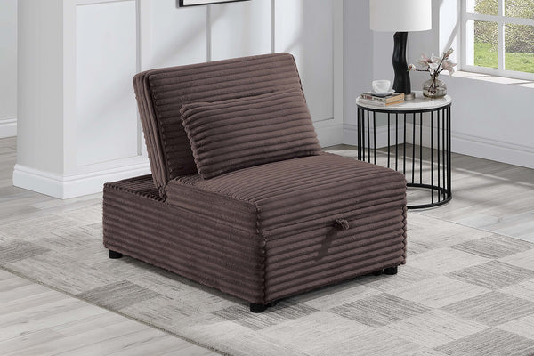 English Elm Contemporary Chocolate Convertible Sleeper Sofa Chair - Corduroy Plush Pull-Out Bed with Pillow B011P381503
