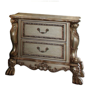 English Elm Gold Gold Patina and Bone 2-Drawer Nightstand with Smooth-Glide Drawers and Sturdy Rectangular Design B062P215403