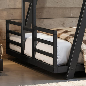 English Elm Twin Over Metal Bunk Bed with Led Lights Usb Ports Drawers and Sofa Conversion W5305S00054