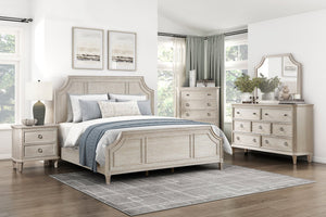 English Elm Traditional Leander 66" 7-Drawer Dresser Light Brown Oak Veneer with Weathered Nickel Ring Pulls and Molding B011P207858