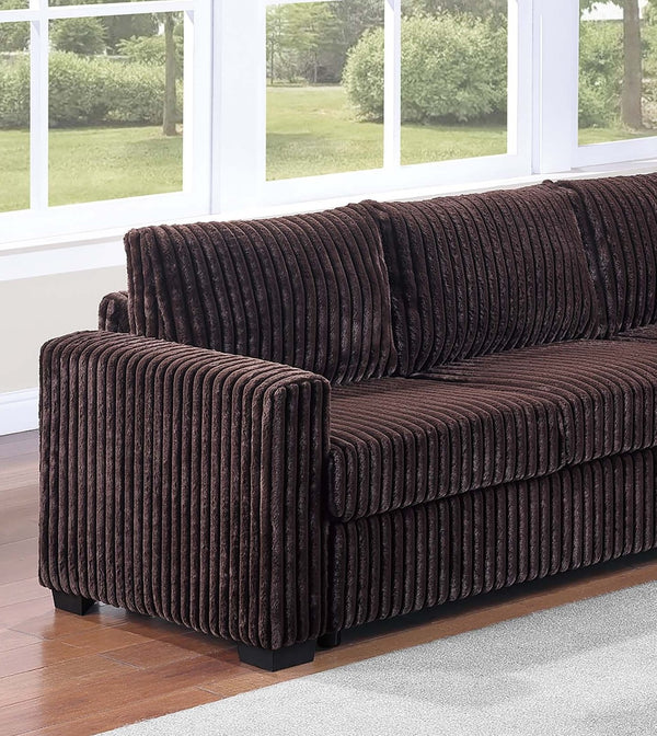 English Elm Black Corduroy L-shaped Sectional Sofa Modular 4 Piece Living Room Seating Set Coffee B011S02218
