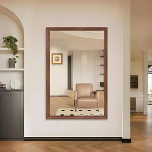 English Elm 60"X40" Oversized Modern Rectangle Bathroom Mirror - Stylish Walnut Frame For Versatile Wall Mounting W708P297673