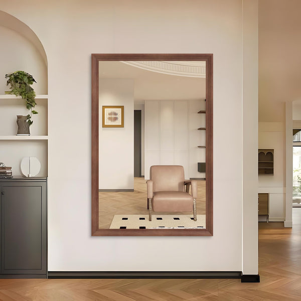 English Elm 60"X40" Oversized Modern Rectangle Bathroom Mirror - Stylish Walnut Frame For Versatile Wall Mounting W708P297673