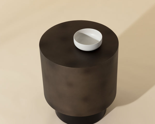 Sunpan Bernaby End Table - Elegant Round Design with Hand-Painted Finish, Perfect for Contemporary Spaces Gunmetal