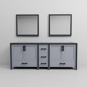 English Elm Dark Grey Double Bath Vanity 84" W With 2 Mirrors - Sturdy Wood, Ample Storage, Fully Assembled Design B2731S00590