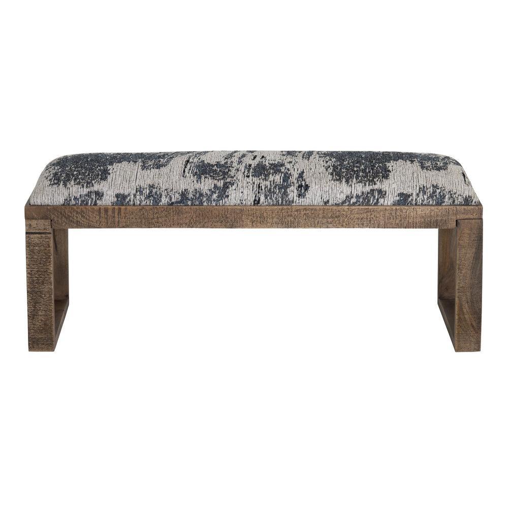 Crestview Collection Transitional Upholstered Accent Bench - Stylish Navy Blue Fabric With Distressed Mango Wood Base Navy Solid Wood Cvfnr4234