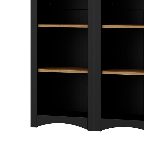 English Elm On-Trend Free Standing 5 Tier Bookshelves Set Of 2 - Rustic Two-Tone Storage Cabinet For Any Room N721P245734B