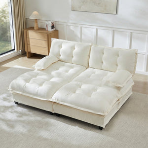English Elm 77" Chenille Modular Cloud Sofa Plush Deep Seat Sectional with Ottomans for Living Room Beige W714S01676