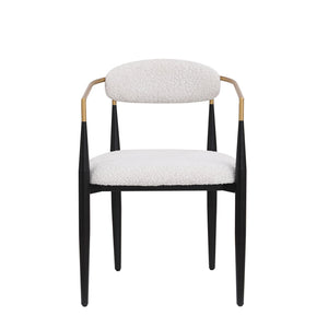 English Elm Dining Arm Chairs Set of 2 Gold Accent Iron Frame Upholstered Modern Minimalist N771P392272B