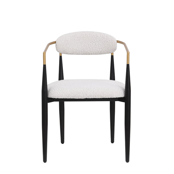 English Elm Dining Arm Chairs Set of 2 Gold Accent Iron Frame Upholstered Modern Minimalist N771P392272B