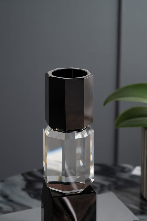 English Elm 2.4X2.4X9.4" Black And Clear Tealight Candle Holder Set – Modern Ambiance For Home & Events, 6Ea/Ctn W2078P390745