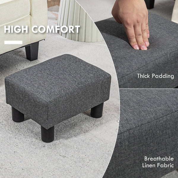 English Elm Homcom Compact Ottoman Foot Rest In Charcoal Gray Linen, Versatile Cube Stool For Modern Interiors W2225P217640