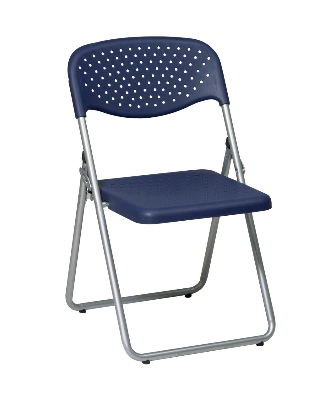 OSP Home Furnishings Folding Chair with Ventilated Contoured Seat Steel Frame for Events and Meetings Blue FC8000NS-7