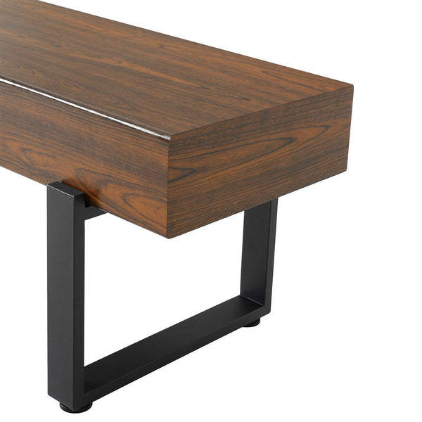 English Elm Upholstered Bench with Thick 5.5" MDF Top, Heavy-Duty Metal Legs, 550LB Capacity, Versatile Seating Espresso N752P374152D