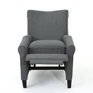English Elm Christopher Knight Home® - Manual Charcoal Push Back Recliner — Compact Fabric Seat, Plush Support, Space-Saving Comfort for Homes 61369.00CCL