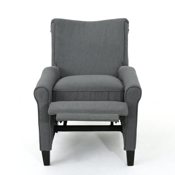 English Elm Christopher Knight Home® - Manual Charcoal Push Back Recliner — Compact Fabric Seat, Plush Support, Space-Saving Comfort for Homes 61369.00CCL