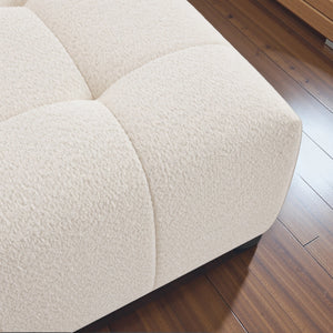 English Elm Kaynes Boucle Tufted Ottoman Ivory Upholstered Accent Footrest for Modern Living Rooms B183P423275